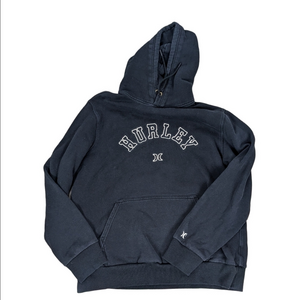 Hurley Spell Out Signature Hoodie Black White Size Large